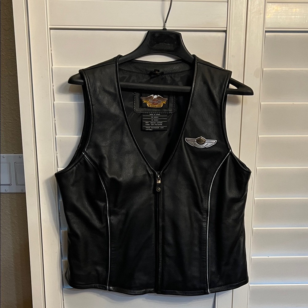 Women’s Harley-Davidson Black Leather Vest 100th Year Anniversary
